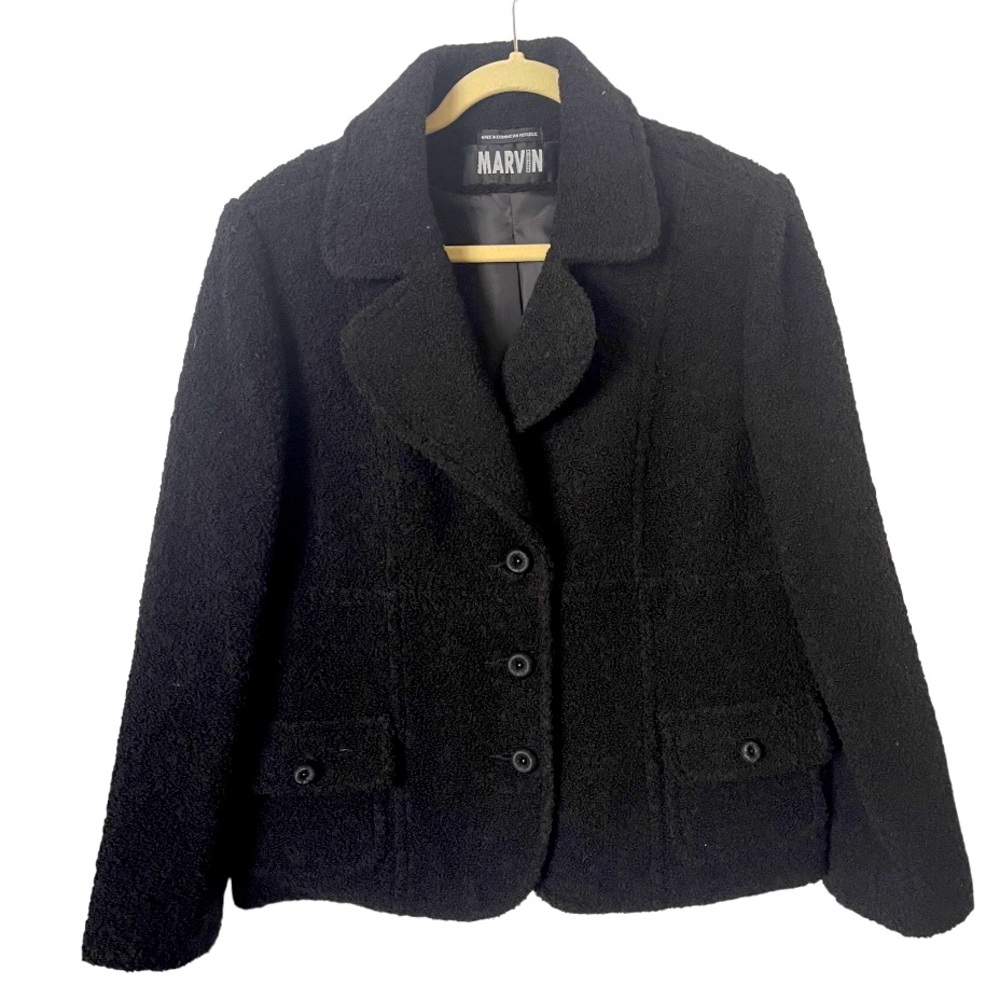 Vintage Marvin Richards Black Wool Button Front Blazer Jacket XL